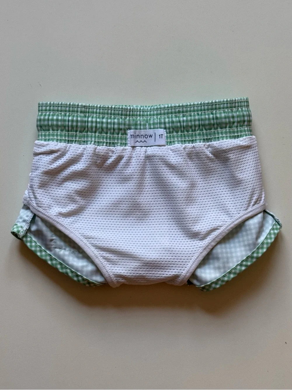 Minnow Boys Gustavia Green & White Gingham Boardie - Size 1T